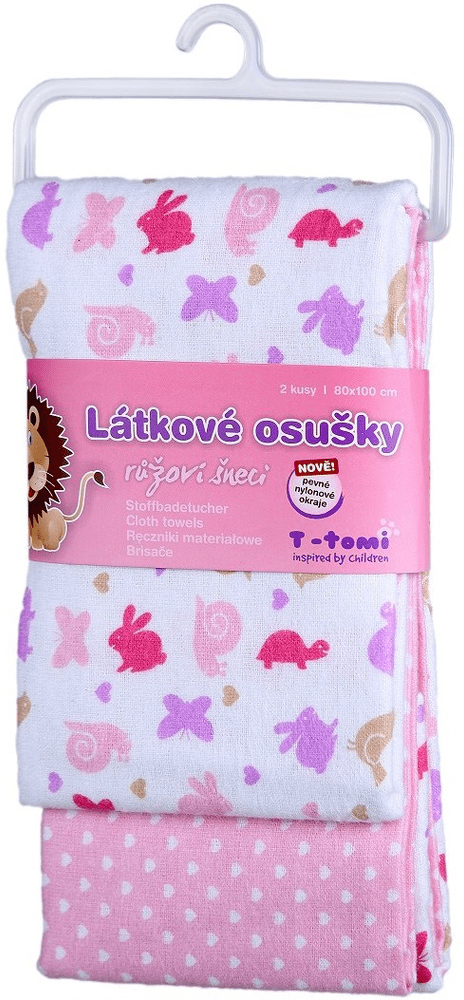 T-tomi Látkové osušky, sada 2 ks, Ružové slimáky